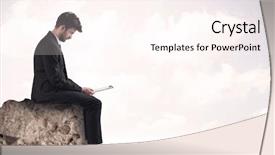  Presentation with sales - PPT theme featuring silent leader - young sales person in elegant background and a  colored foreground