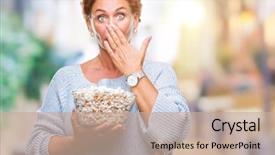  Presentation with shame - Slides with silent movies - attractive senior caucasian redhead woman background and a coral colored foreground