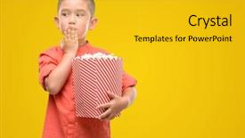  Presentation with shame - PPT theme having silent movies - dark haired little child eating background and a  colored foreground
