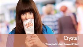  Presentation with popcorn - Slides enhanced with silent movies - girl looking through empty popcorn background and a coral colored foreground