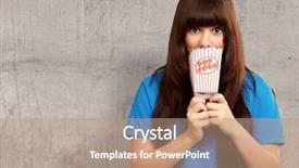  Presentation with popcorn - Slide deck enhanced with silent movies - girl looking through empty popcorn background and a coral colored foreground