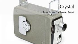  Presentation with camera film - Beautiful PPT theme featuring silent movies - retro movie camera for 8mm backdrop and a white colored foreground