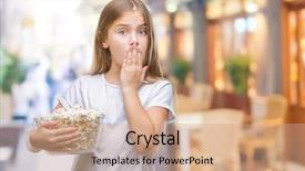  Presentation with popcorn - Beautiful slides featuring silent movies - young beautiful girl eating popcorn backdrop and a coral colored foreground