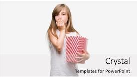  Presentation with blonde holding magnifying glass - Presentation design consisting of silent movies - young blonde toddler holding popcorn background and a light gray colored foreground