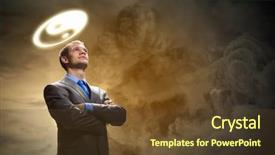  Presentation with microwave imaging image of modern - Slide deck with silent night - image of businessman with halo background and a tawny brown colored foreground