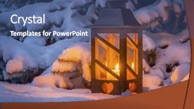  Presentation with christmas scene lantern - PPT theme with silent night - lantern for christmas background and a ocean colored foreground