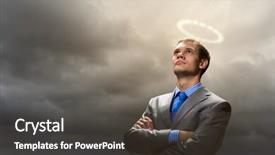  Presentation with prayer image - PPT theme featuring silent prayer - image of businessman with halo background and a  colored foreground