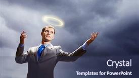  Presentation with head - Theme having silent prayer - image of businessman with halo background and a tawny brown colored foreground