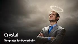  Presentation with above and beyond - Amazing presentation theme having silent prayer - image of businessman with halo backdrop and a  colored foreground
