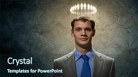  Presentation with skin canceron head - Amazing theme having silent prayer - image of businessman with halo backdrop and a  colored foreground