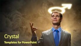  Presentation with head - PPT layouts featuring silent prayer - image of businessman with halo background and a  colored foreground
