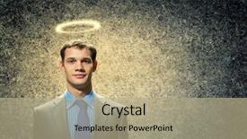  Presentation with anatomical head - Cool new slide deck with silent prayer - image of businessman with halo backdrop and a mint green colored foreground