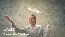  Presentation with anatomical head - Cool new presentation theme with silent prayer - image of businesswoman with halo backdrop and a  colored foreground