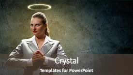  Presentation with head - Cool new PPT layouts with silent prayer - image of businesswoman with halo backdrop and a tawny brown colored foreground