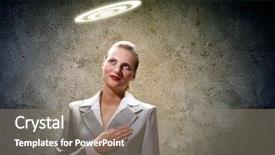 Presentation with above and beyond - Slide deck consisting of silent prayer - image of businesswoman with halo background and a gray colored foreground