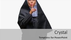  Presentation with nun - Presentation enhanced with silent prayer - middle age senior christian catholic background and a light gray colored foreground