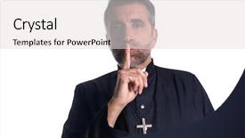  Presentation with crime scene finger print investigation - PPT theme consisting of silent prayer - priest with finger in lips background and a  colored foreground