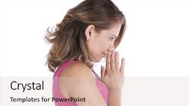  Presentation with black woman praying - Colorful PPT layouts enhanced with silent prayer - woman praying isolated on white backdrop and a  colored foreground