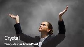  Presentation with prayer - Slide set consisting of silent prayer - young crying businesswoman with halo background and a  colored foreground