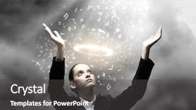  Presentation with someone crying - Amazing PPT layouts having silent prayer - young crying businesswoman with halo backdrop and a  colored foreground