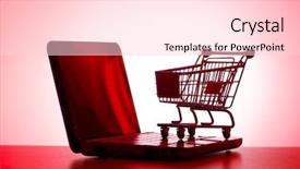  Presentation with shopping - PPT layouts enhanced with silhoette of laptop and shopping cart background and a lemonade colored foreground