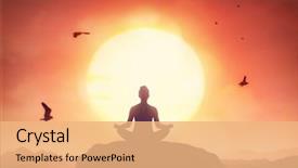  Presentation with yoga - Colorful slide deck enhanced with silhouette - woman practices yoga and meditates backdrop and a coral colored foreground
