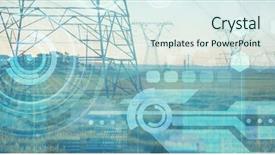  Presentation with science futuristic technology abstract - PPT theme having silhouette against futuristic technology interface background and a sky blue colored foreground