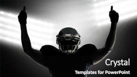  Presentation with spotlight - Amazing presentation theme having silhouette american football player with thumbs up against spotlight backdrop and a black colored foreground