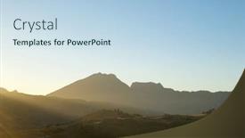  Presentation with mountain - Presentation theme with silhouette-at-sunset and a light blue colored foreground