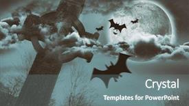  Presentation with celtic cross - Presentation design featuring silhouette bat against celtic background and a gray colored foreground