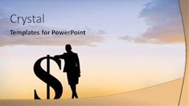  Presentation with shining - Cool new slide set with silhouette beside dollar symbol against sun shining backdrop and a light blue colored foreground