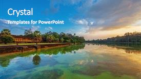  Presentation with cambodia - Presentation design consisting of sunrise at siem reap cambodia background and a teal colored foreground