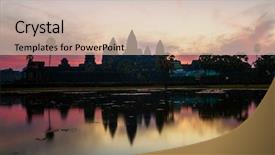  Presentation with cambodia - PPT layouts with angkor wat sunrise at siem reap cambodia background and a soft green colored foreground