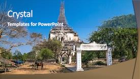  Presentation with myanmar bagan - Audience pleasing PPT theme consisting of gawdaw palin ancient temple in bagan myanmar burma backdrop and a teal colored foreground