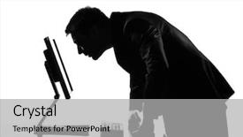  Presentation with business - Presentation enhanced with silhouette caucasian business man computing background and a light gray colored foreground