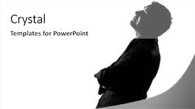  Presentation with behavior - Presentation theme featuring silhouette caucasian business man musing background and a white colored foreground