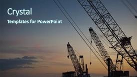  Presentation with crane - Cool new slides with silhouette construction crane sunset background backdrop and a ocean colored foreground