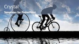  Presentation with bicycles - Audience pleasing slides consisting of silhouette cyclists on bicycles in the sunset backdrop and a ocean colored foreground