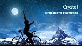  Presentation with road bike - Beautiful theme featuring silhouette cyclists with road bike in the night sky backdrop and a ocean colored foreground