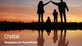  Presentation with sunset water seagull - Slide deck having silhouette family house on sunset background and a red colored foreground