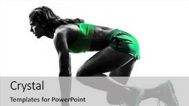  Presentation with health woman running female runner - Slides featuring silhouette isolated on white background background and a light gray colored foreground