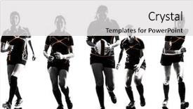  Presentation with rugby players - PPT layouts with silhouette isolated on white backround background and a light gray colored foreground