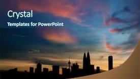  Presentation with city silhouette - PPT theme enhanced with silhouette kuala lumpur city skyline background and a  colored foreground