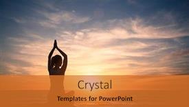  Presentation with meditation - Theme consisting of silhouette-meditation-woman-practicing-yoga background and a gold colored foreground