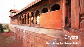  Presentation with old india - Presentation design featuring architectural detail of jama masjid background and a coral colored foreground