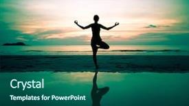  Presentation with surreal - PPT theme consisting of silhouette of a beautiful yoga background and a ocean colored foreground