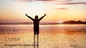  Presentation with prayer hands - Amazing slide set having silhouette-of-a-boy backdrop and a coral colored foreground