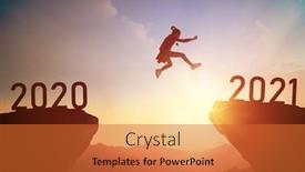  Presentation with new year - Presentation featuring silhouette-of-a-child-jumping background and a red colored foreground