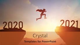  Presentation with new year - Presentation design consisting of silhouette-of-a-child-jumping background and a red colored foreground