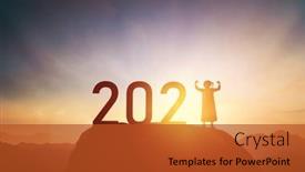  Presentation with 2021 - Cool new presentation design with silhouette-of-a-child-standing backdrop and a red colored foreground